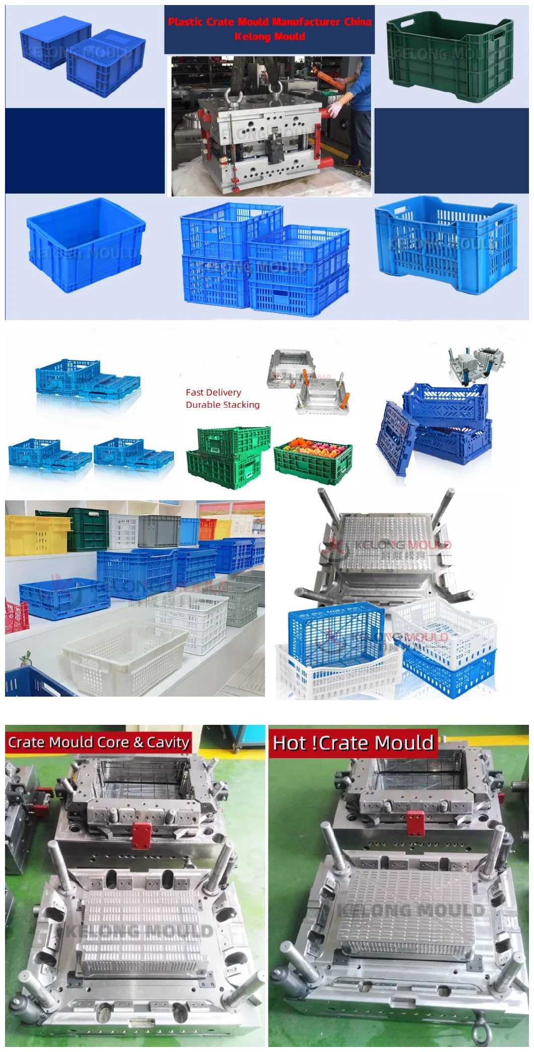 Customized High Strength Crate Mould China Plastic Foldable Crate Mould Industrial Logistics Case Mould Price Plastic Turnover Box Injection Mold